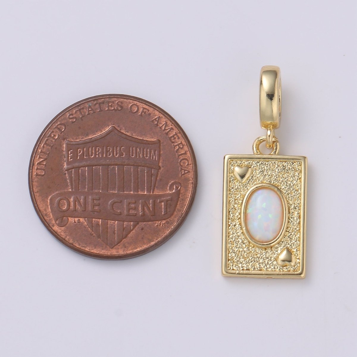 Gold-Filled 25mm x 10mm Oval Opal Tag Charm Rectangle Medallion Pendant in Blue or Clear