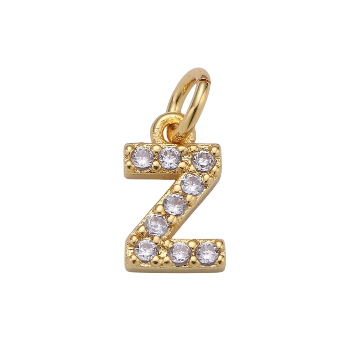 Tiny 14k Gold Filled 11mm CZ Initial Letter Alphabet Micro Pave Charm Dainty Gold Cubic Pendant Charm