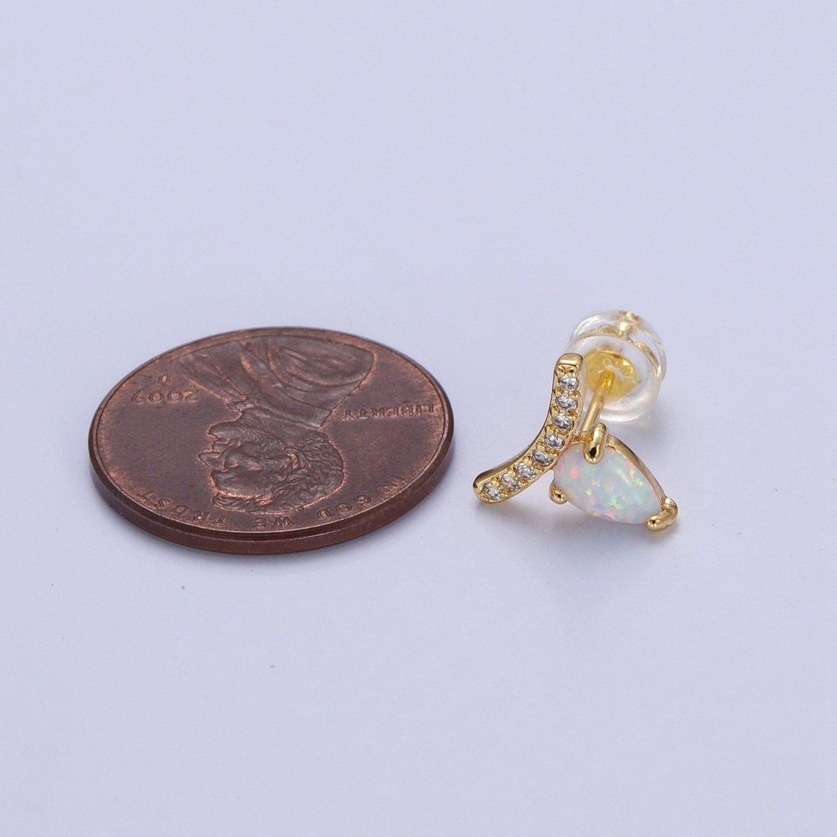 Stunning 14K Gold Filled White Opal Teardrop Micro Paved CZ Mini Stud Earrings