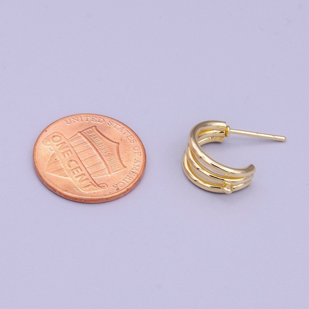 Gold Filled 15mm Triple Band Claw Open Loop C-Shaped Hoop Finding