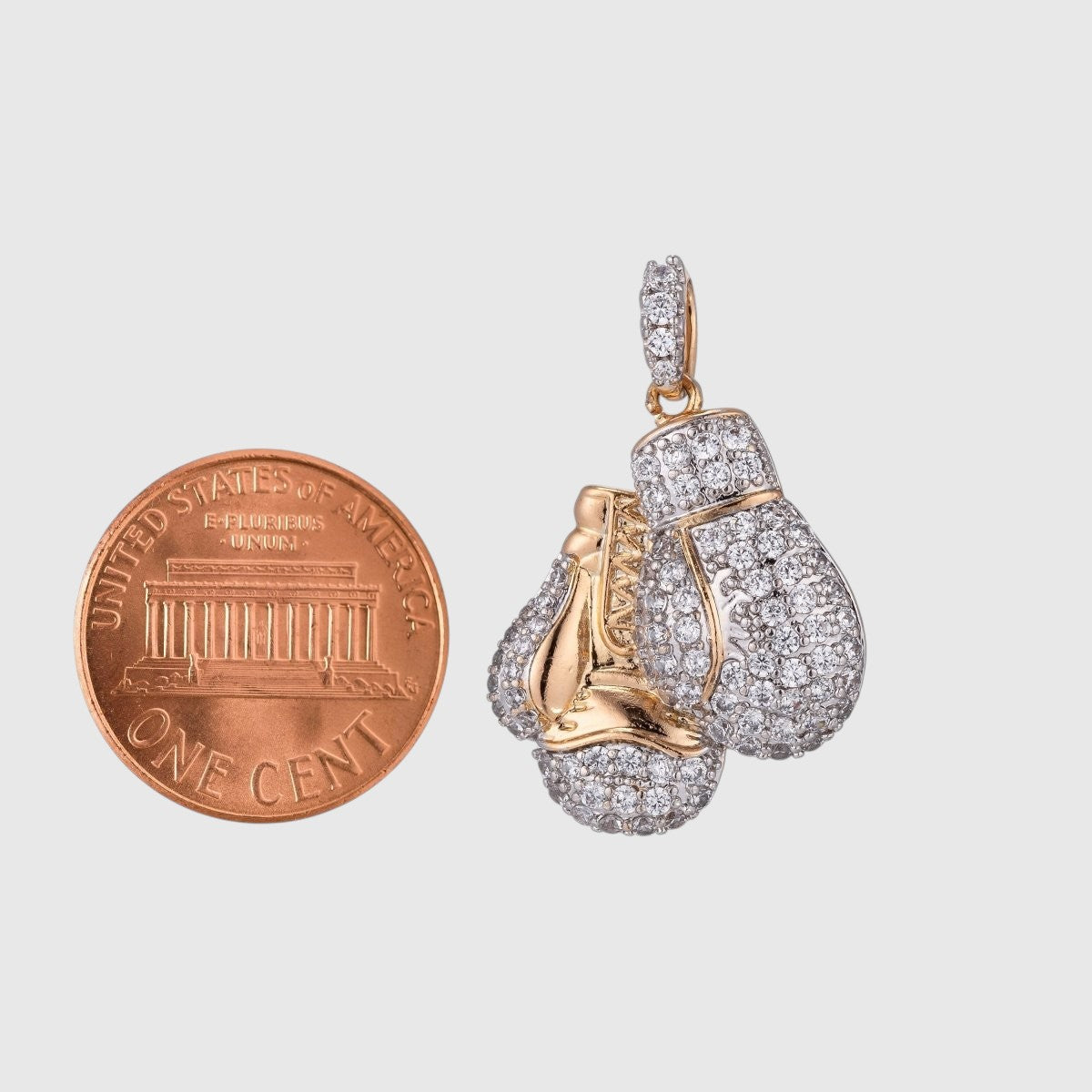 18k Gold-Filled 28mm Boxing Gloves Pendant Boxer Micro Pave CZ Boxing Gloves Sport Champion