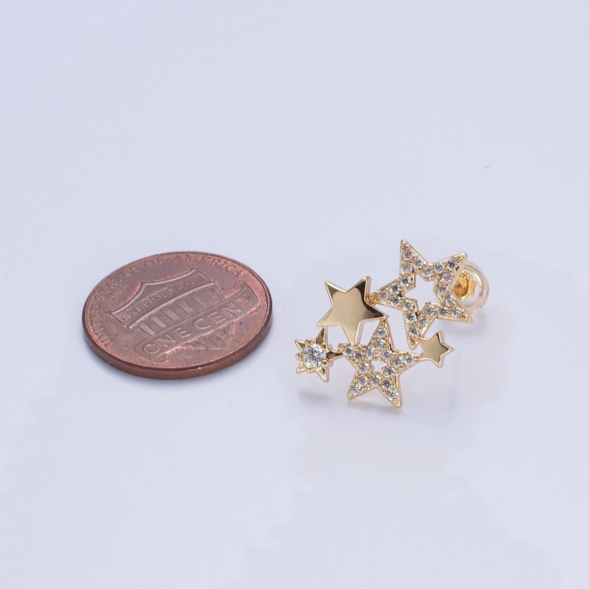 Sweet 18K Gold Filled Micro CZ Pave Star Earring Studs