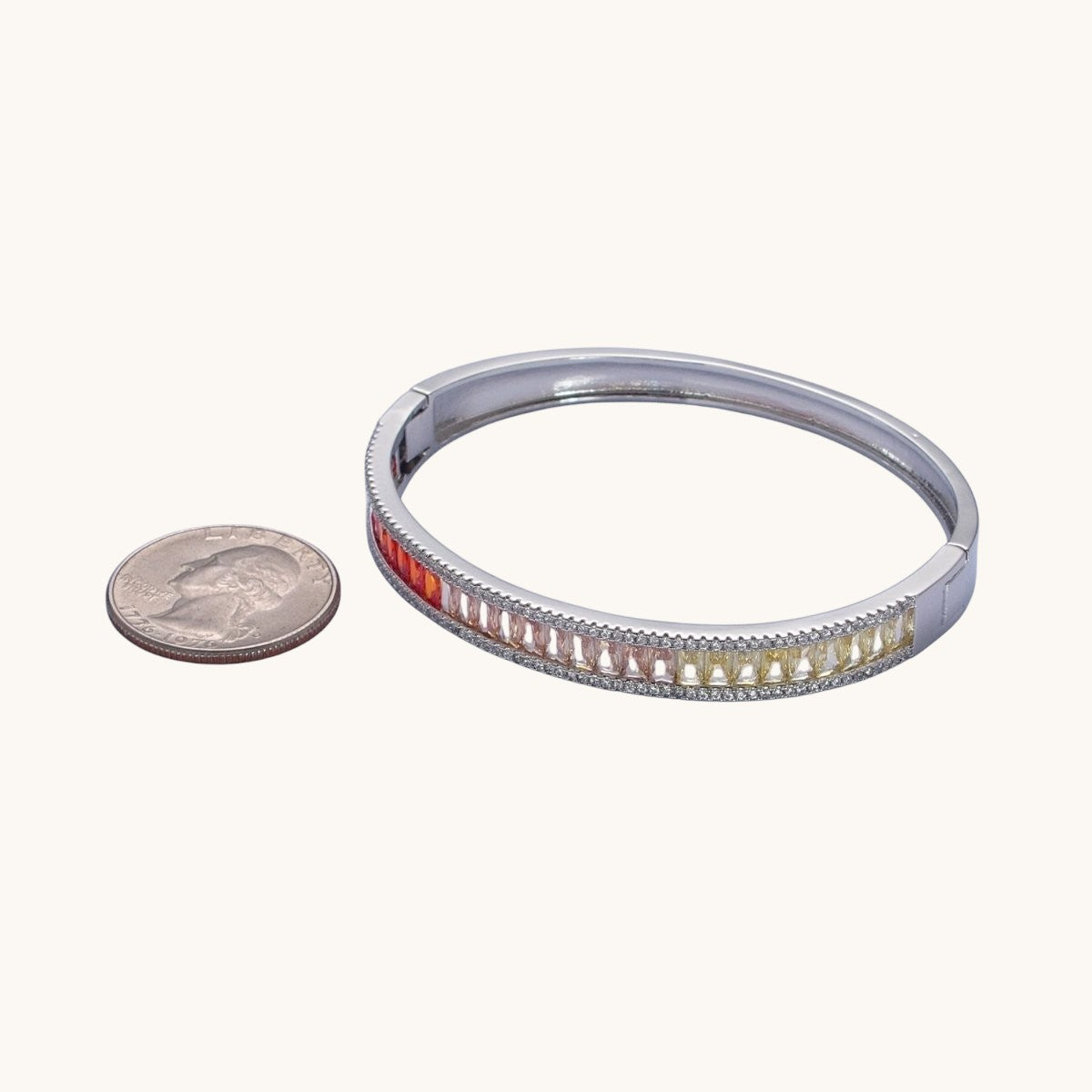 Gorgeous 24K Gold Filled Gradient Baguette CZ Bracelet Bangle, Ombre Tennis Bracelet