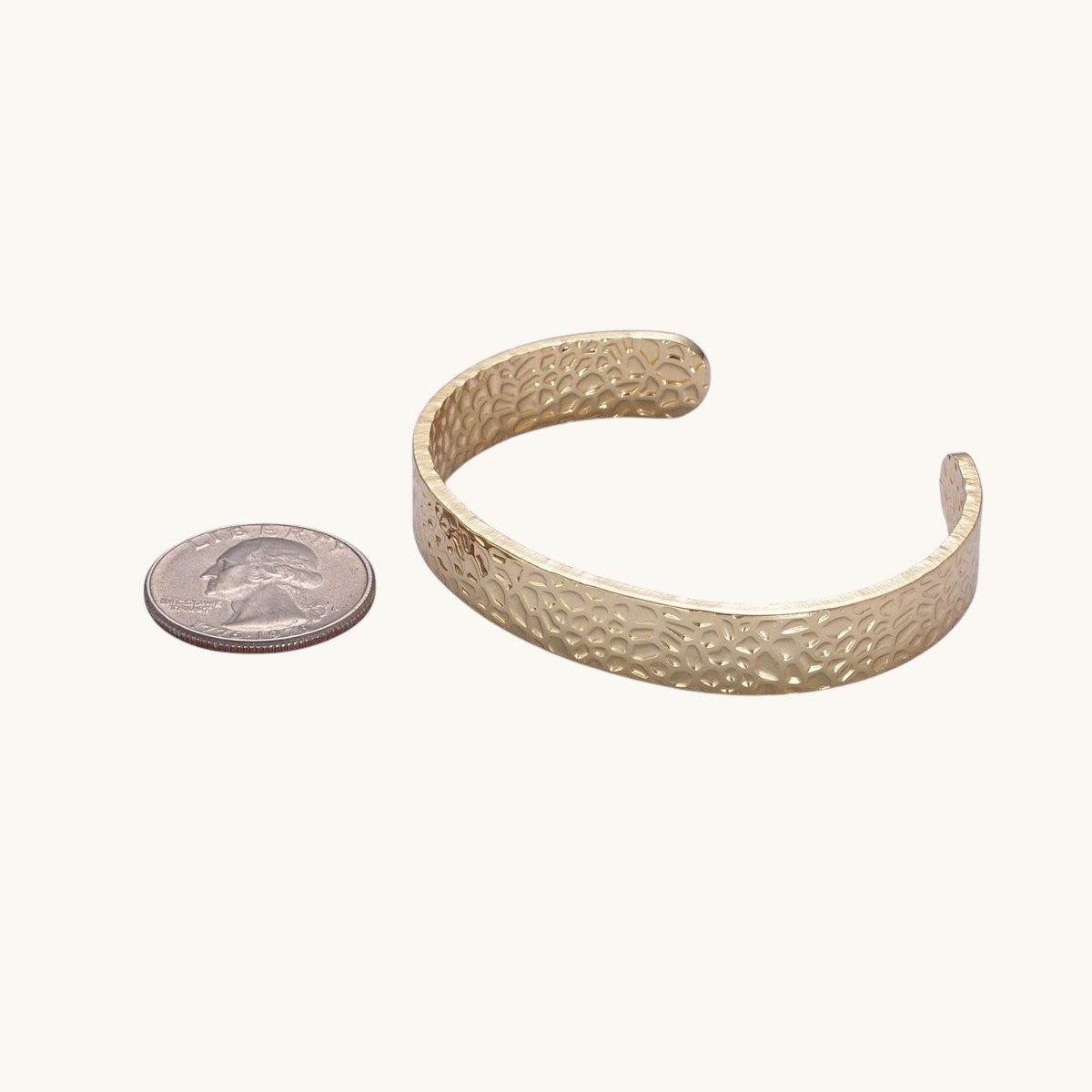 24K Gold Filled Hammered Bangle Bracelet in Gold