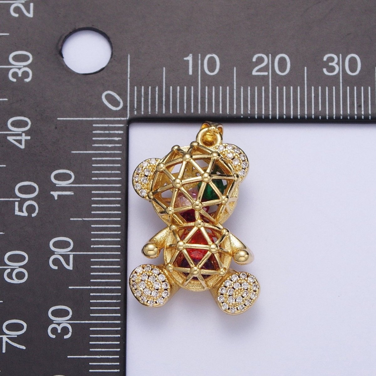 24K Gold Filled Micro Pave Gold Bear Charm Teddy Bear Charm