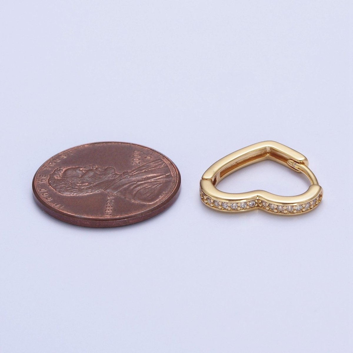 24K Gold Filled Micro Pave Heart Love Huggie Hoop Earrings Jewelry Gift