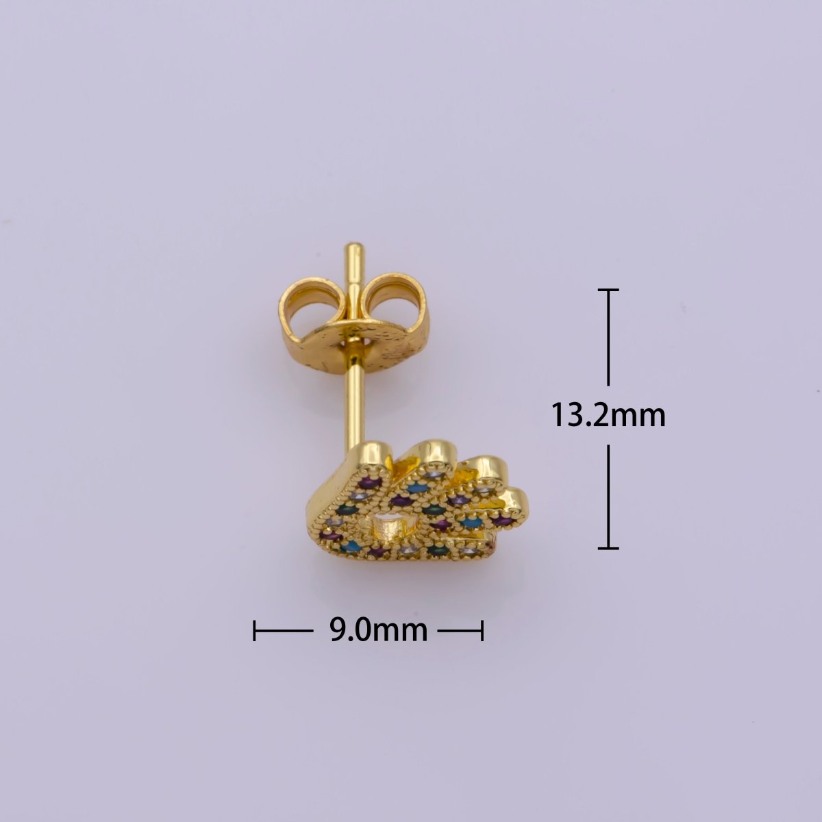 24K Gold Filled Multicolor CZ Micro Paved Hand Love Palm Stud Earrings
