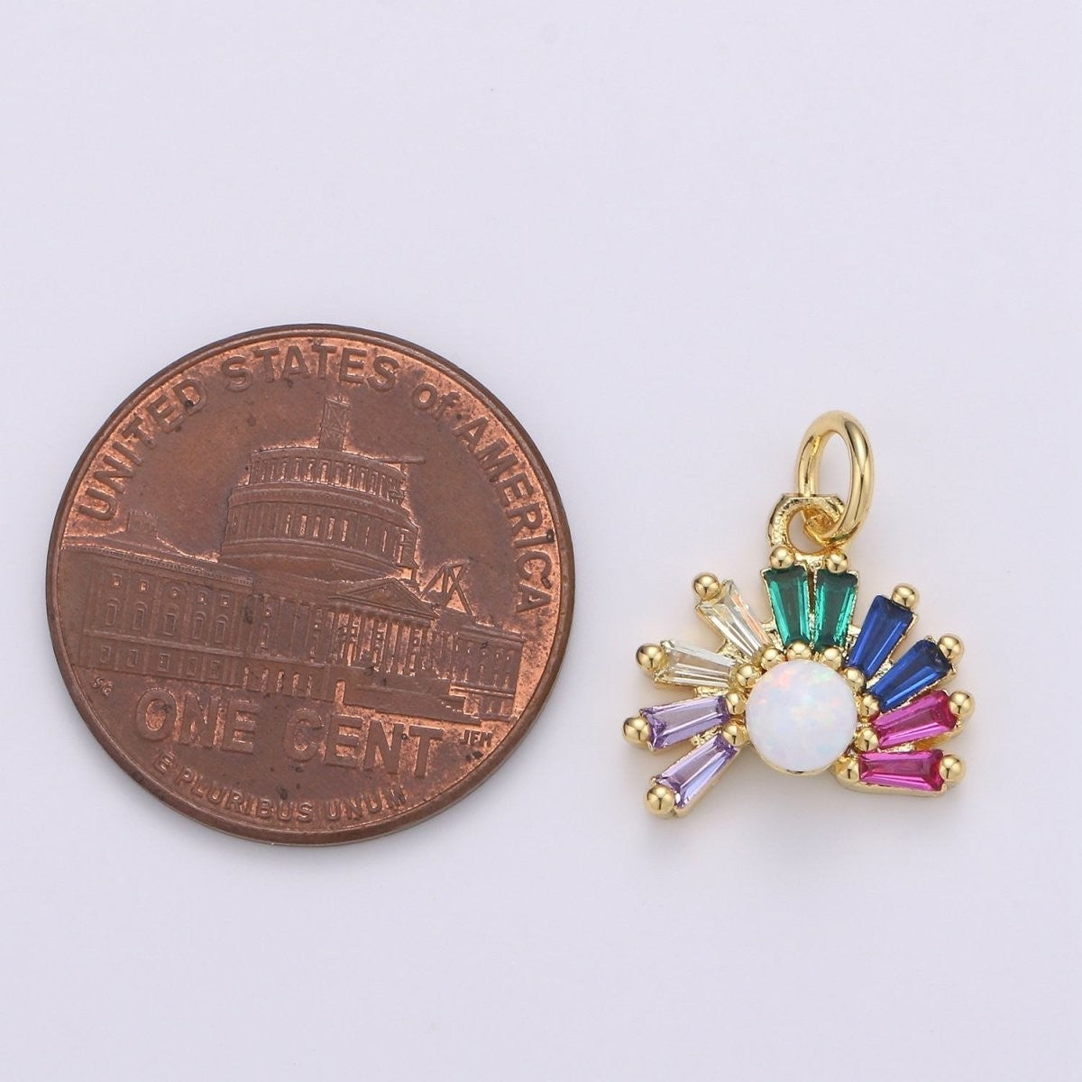 24K Gold Filled 15mm x 12.5mm Silver or Gold Rainbow Sunrise Charm