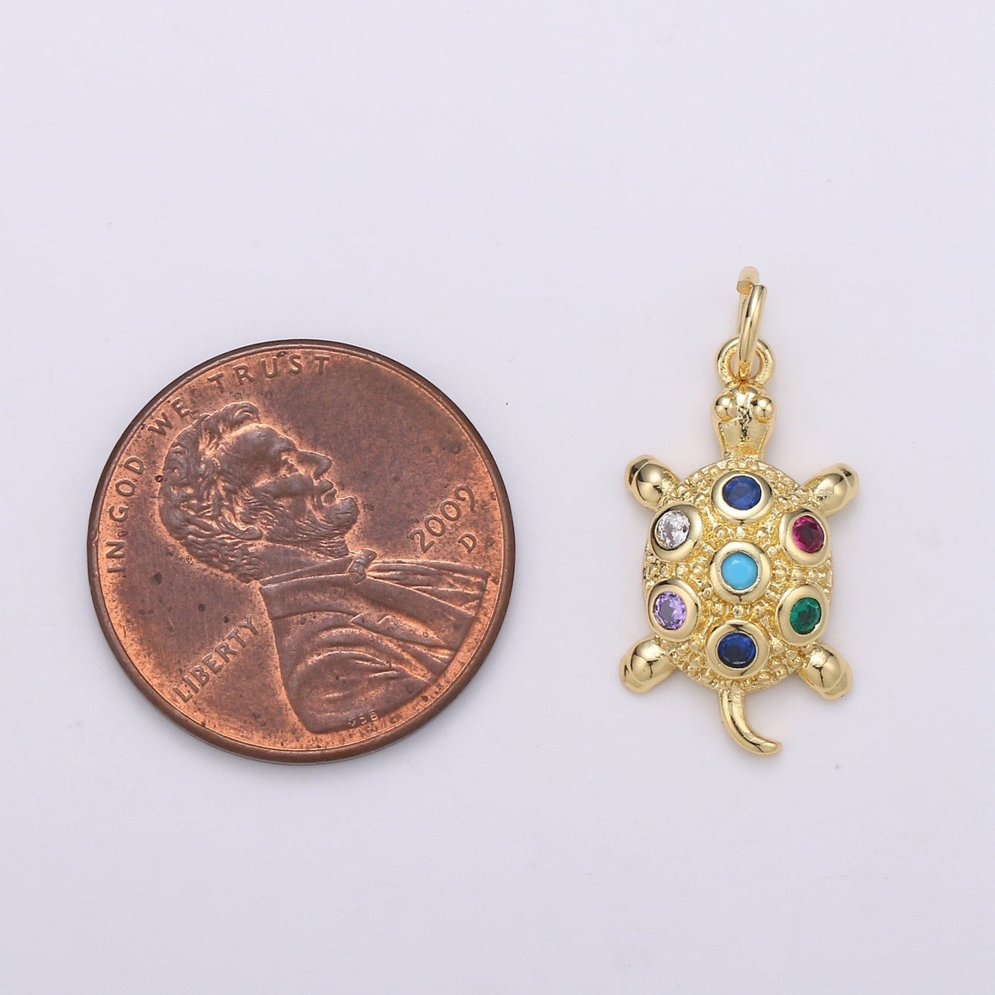 Dainty Gold Filled Rainbow Turtle Charm
