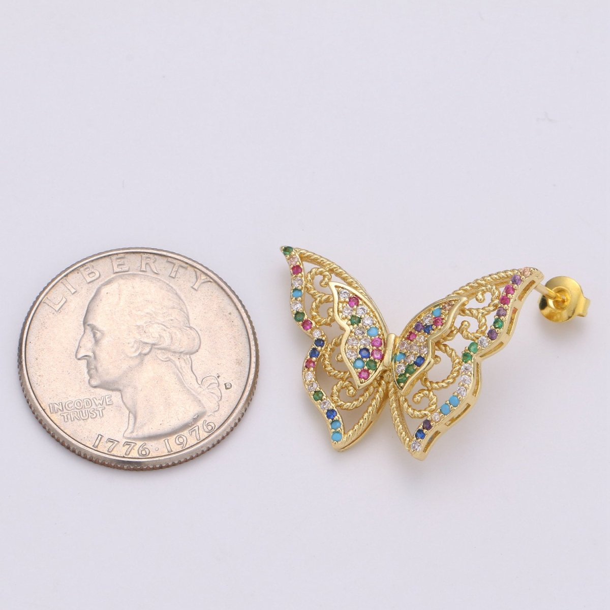 Butterfly Filagree earrings, Mariposa Butterfly stud earrings, Statement earrings, Micro Pave Stud delicate studs