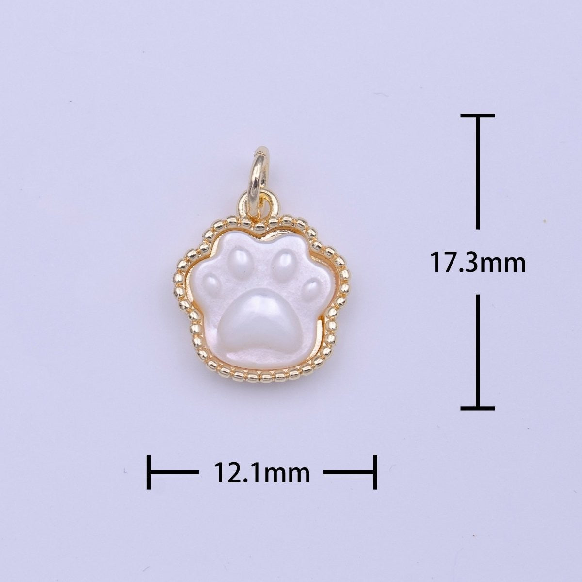 Cute Animal Pawprint Imprint Shell Pearl Gold Charm
