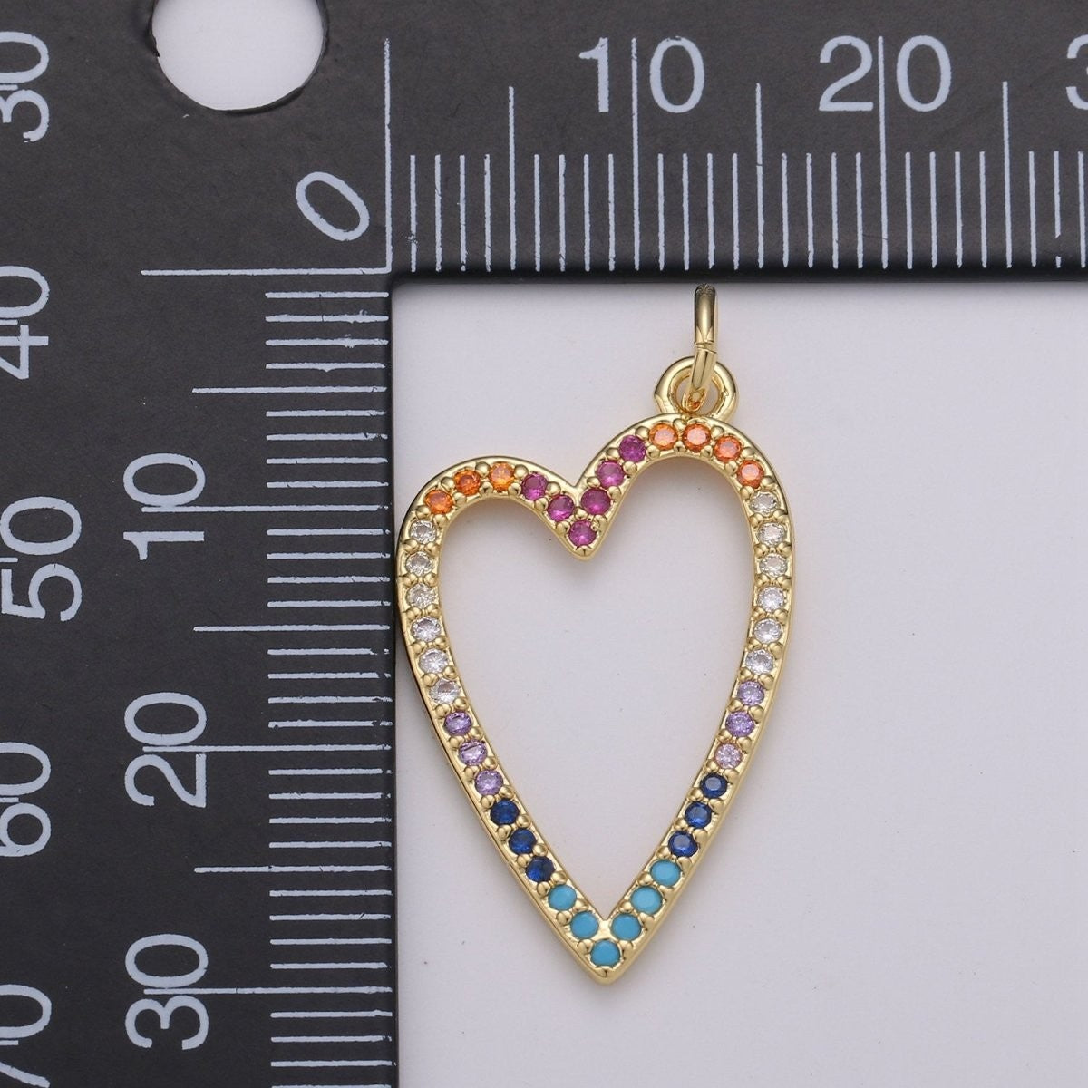 Micro Pave Open Heart Pendant, Cubic Zirconia Pave Pendant, Love Necklace Charm 14k gold filled