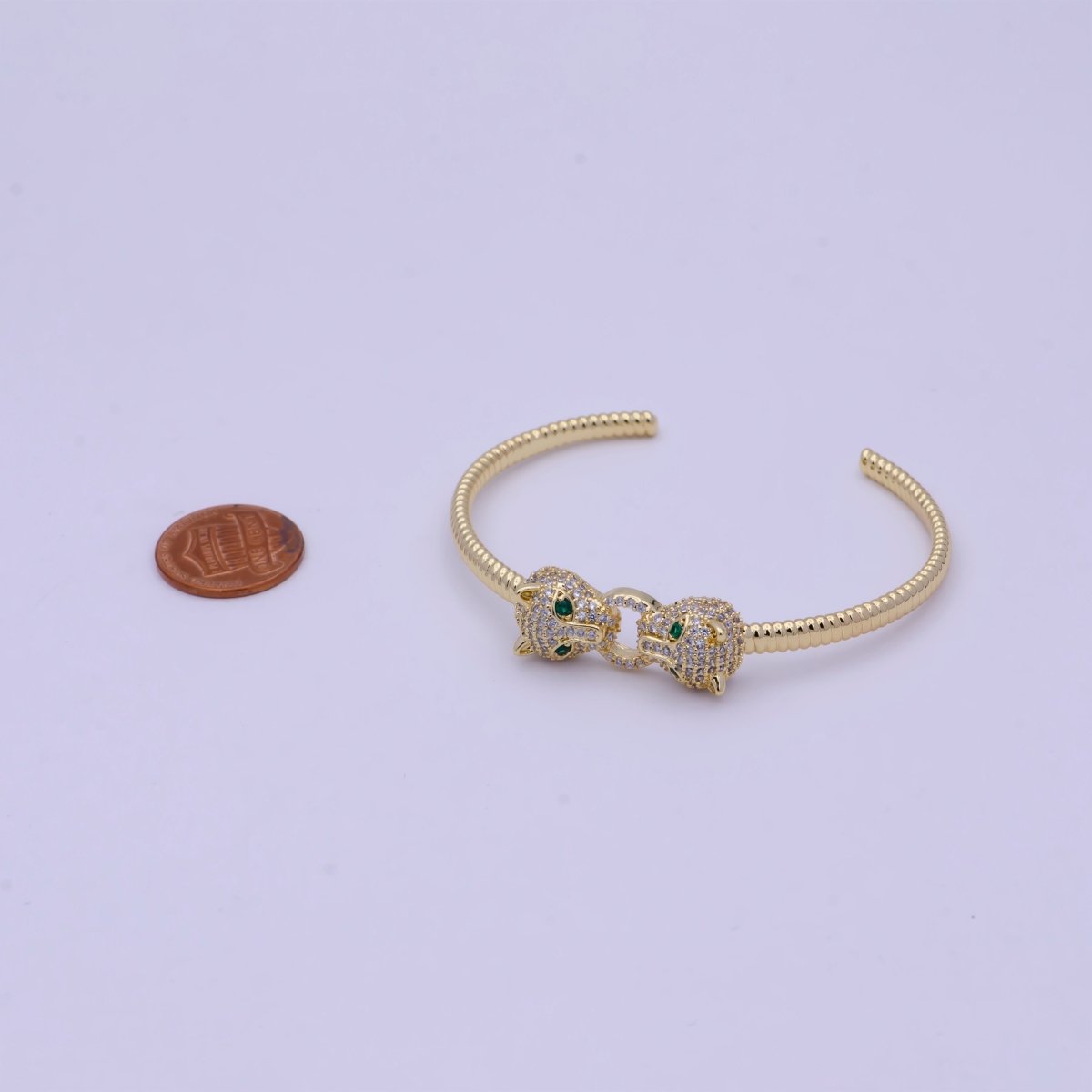 Dainty 24K Gold Filled Panther Bangle Bracelet Micro Pave Bracelet