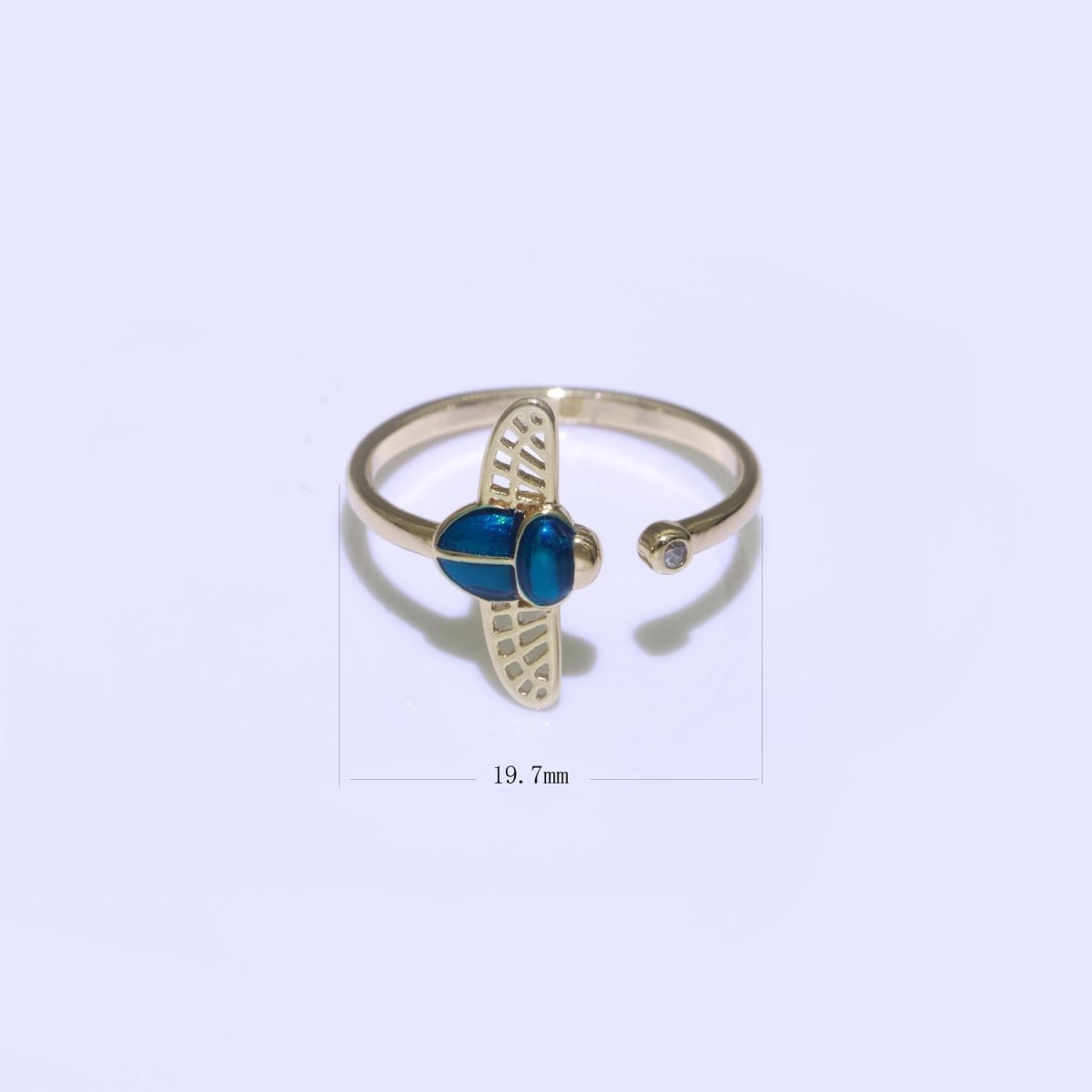 Dainty Bee Ring 18K Gold Filled Ring Open Adjustable Ring Insect CZ Simple Stacking Jewelry