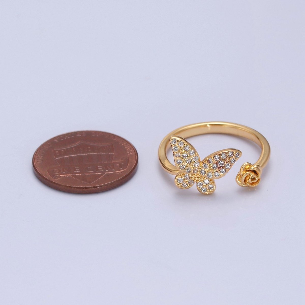 Dainty Butterfly Ring, Adjustable Gold Ring, Micro Pave CZ Mariposa Ring, Nature Lover Ring for Minimalist jewelry