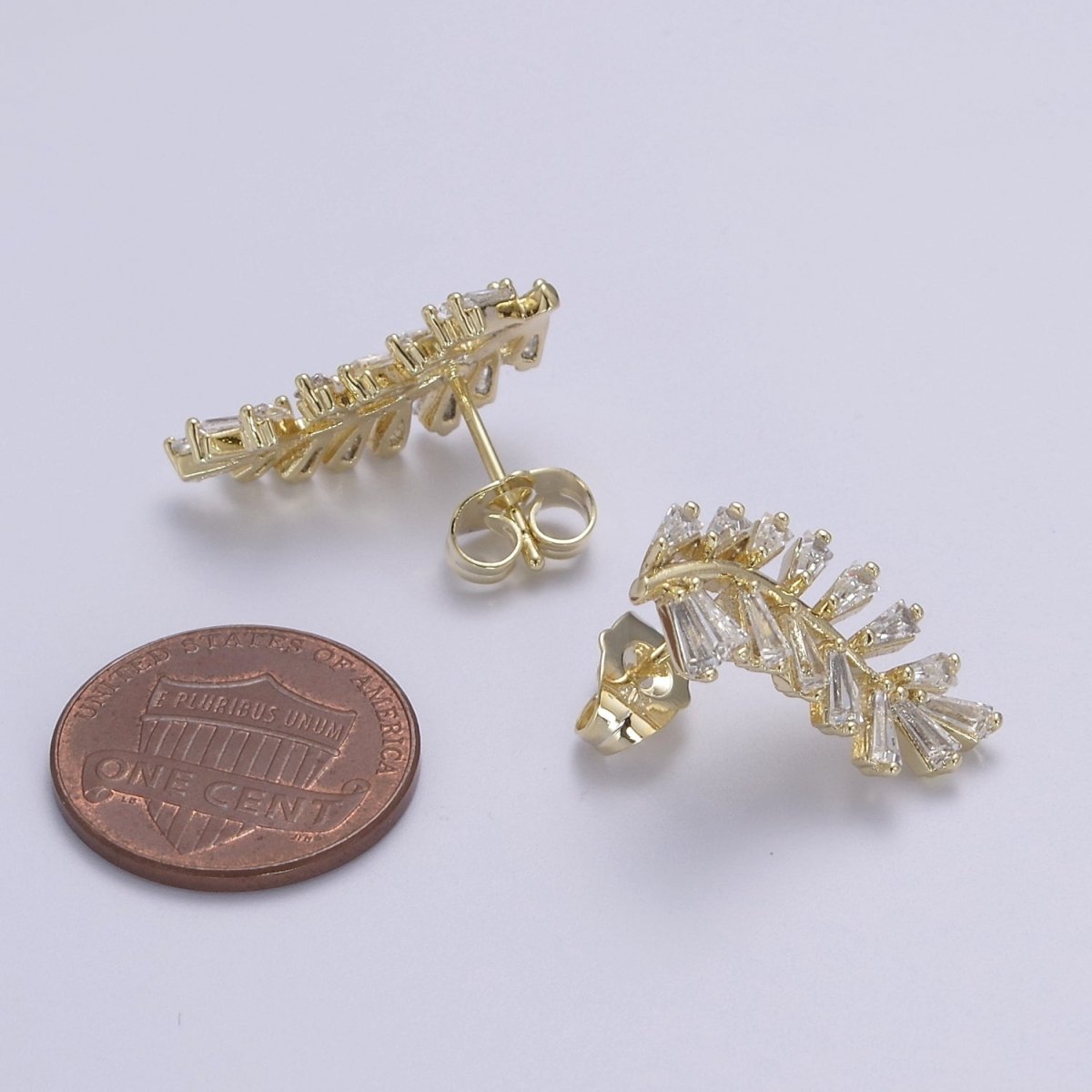 Elegant Gold Olive Leaf Earring Stud Earrings, Ear Climber, Delicate Earrings, Minimalist, CZ Simple earrings Gift for Her