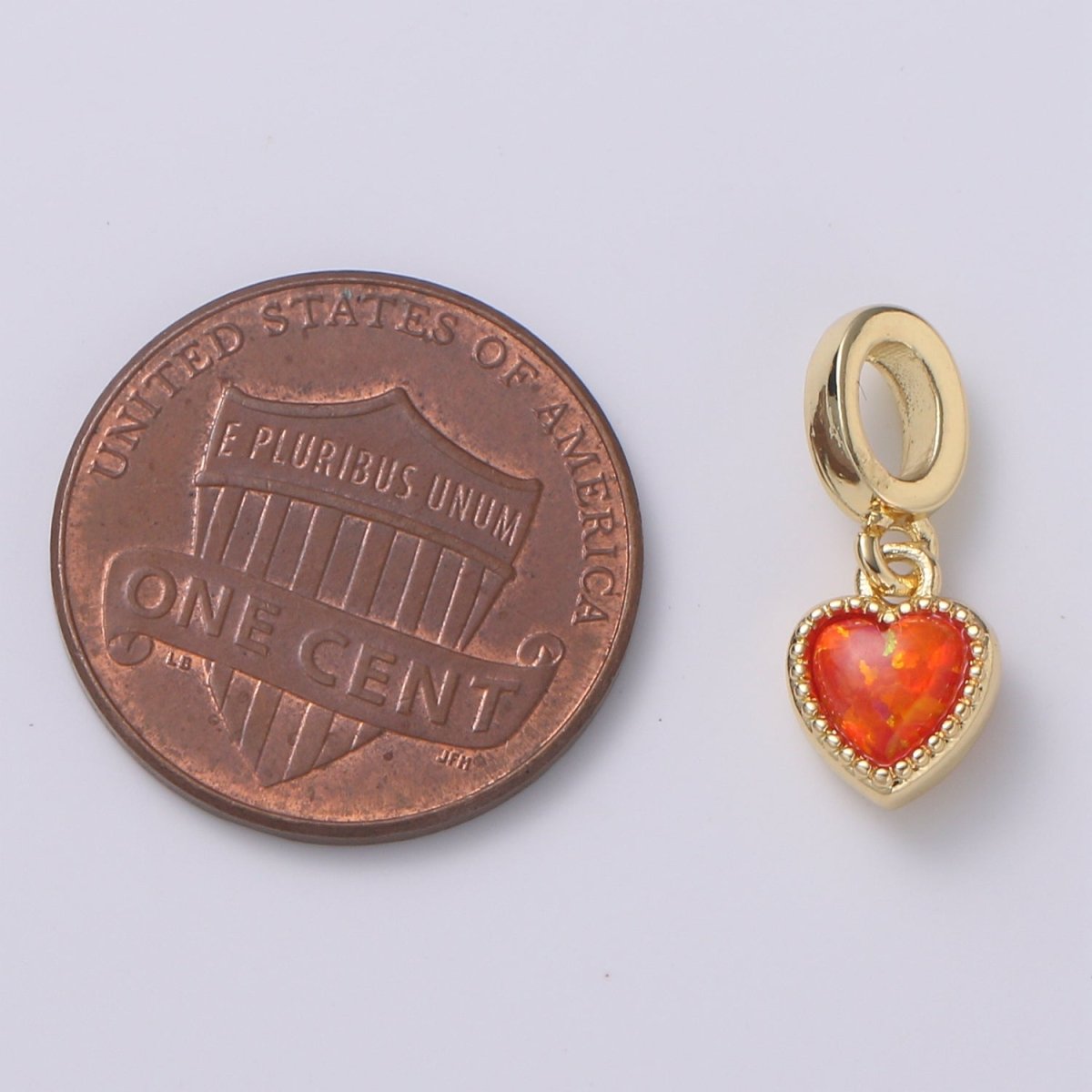 Dainty 17mm Heart Pendant 14K Gold-Filled Opal Rondelle Pendant for Love Opal Birthstone Cubic Zirconia Geometricl Bezel Pendant