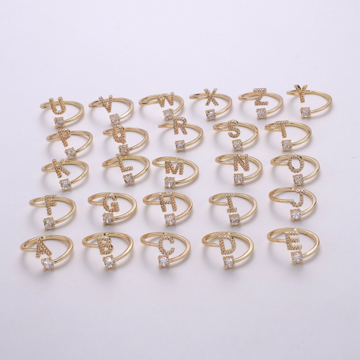 Dainty Initial Ring Gold Letter Ring Minimalist Initial Ring Initial Name Ring Adjustable Initial CZ Ring Personalized Bridesmaid Gift