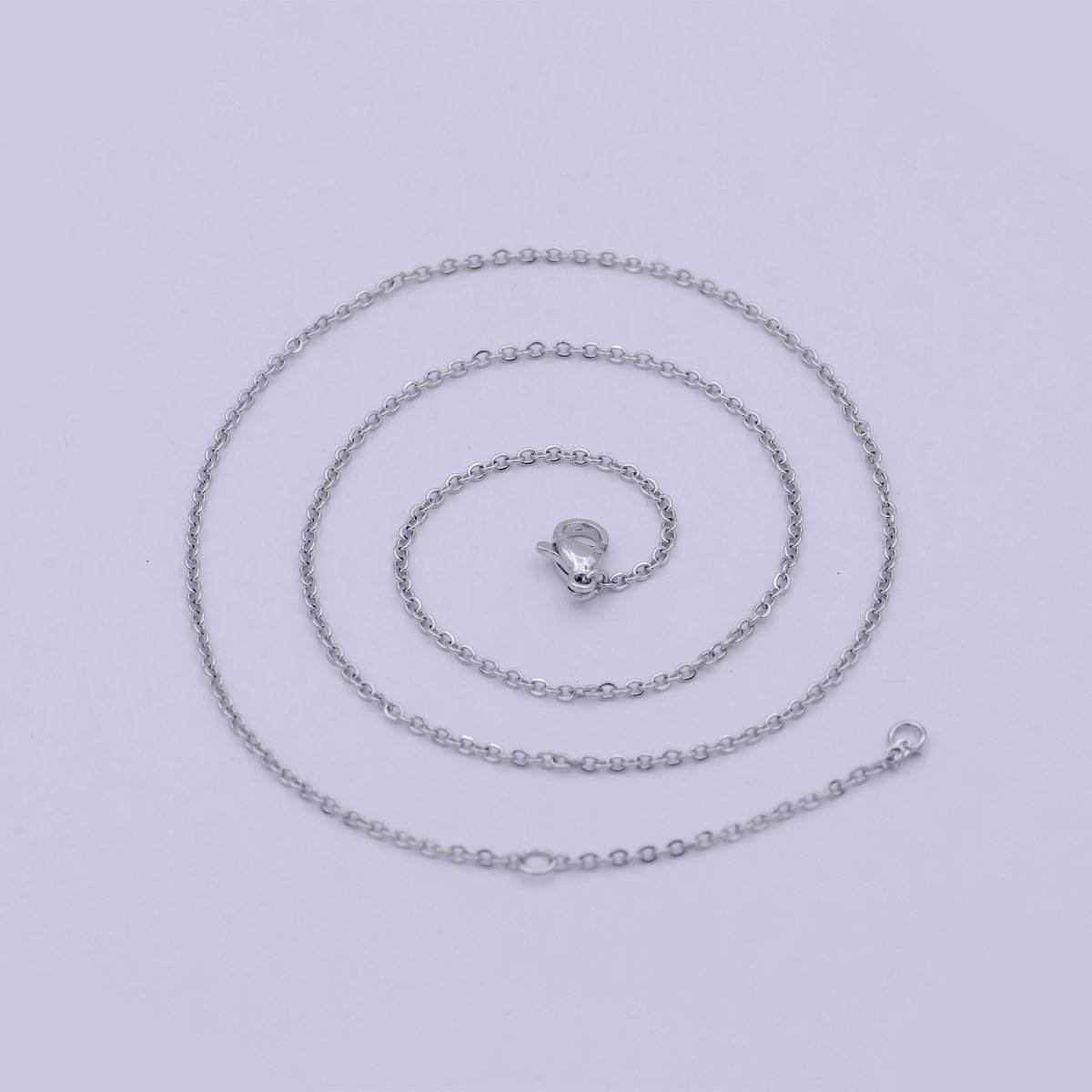Dainty Rhodium Plated 1.7mm Silver Cable Chain Everyday Chain Simple Silver Chain