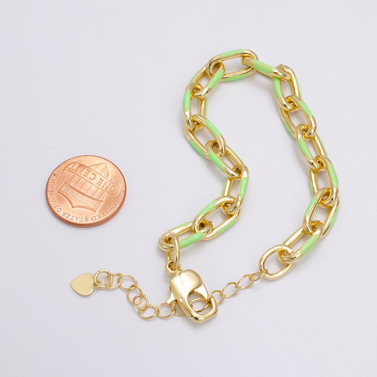 Enamel Paper Clip Bracelet 6inch Colorful Bracelet in Gold