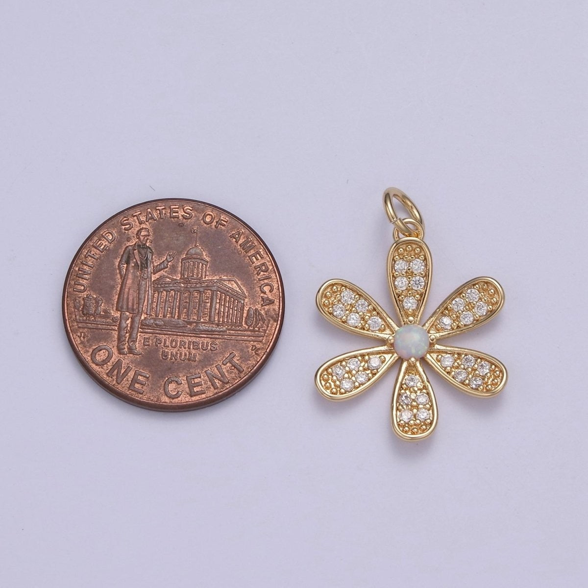 Flower Charm Pendant - Cute Daisy Flower Micro Pave Charm