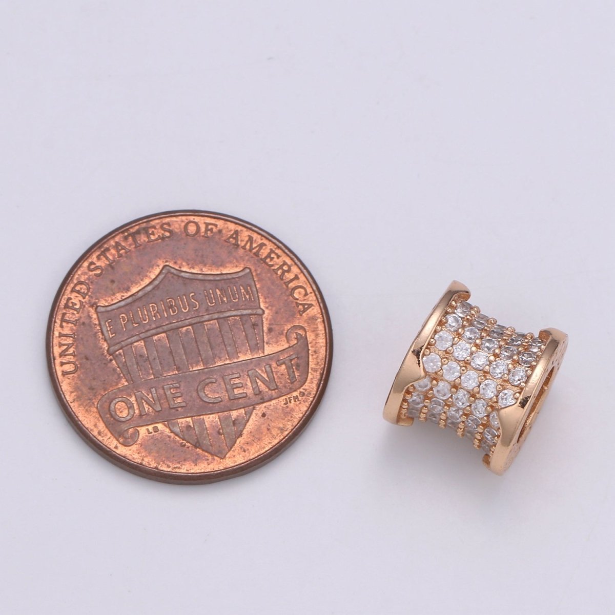 "FOREVER" Rose Gold-Filled 8mm Tube Spacer Bead Clear Micro Pave Bead CZ Bead Cubic Zirconia Tube Bead