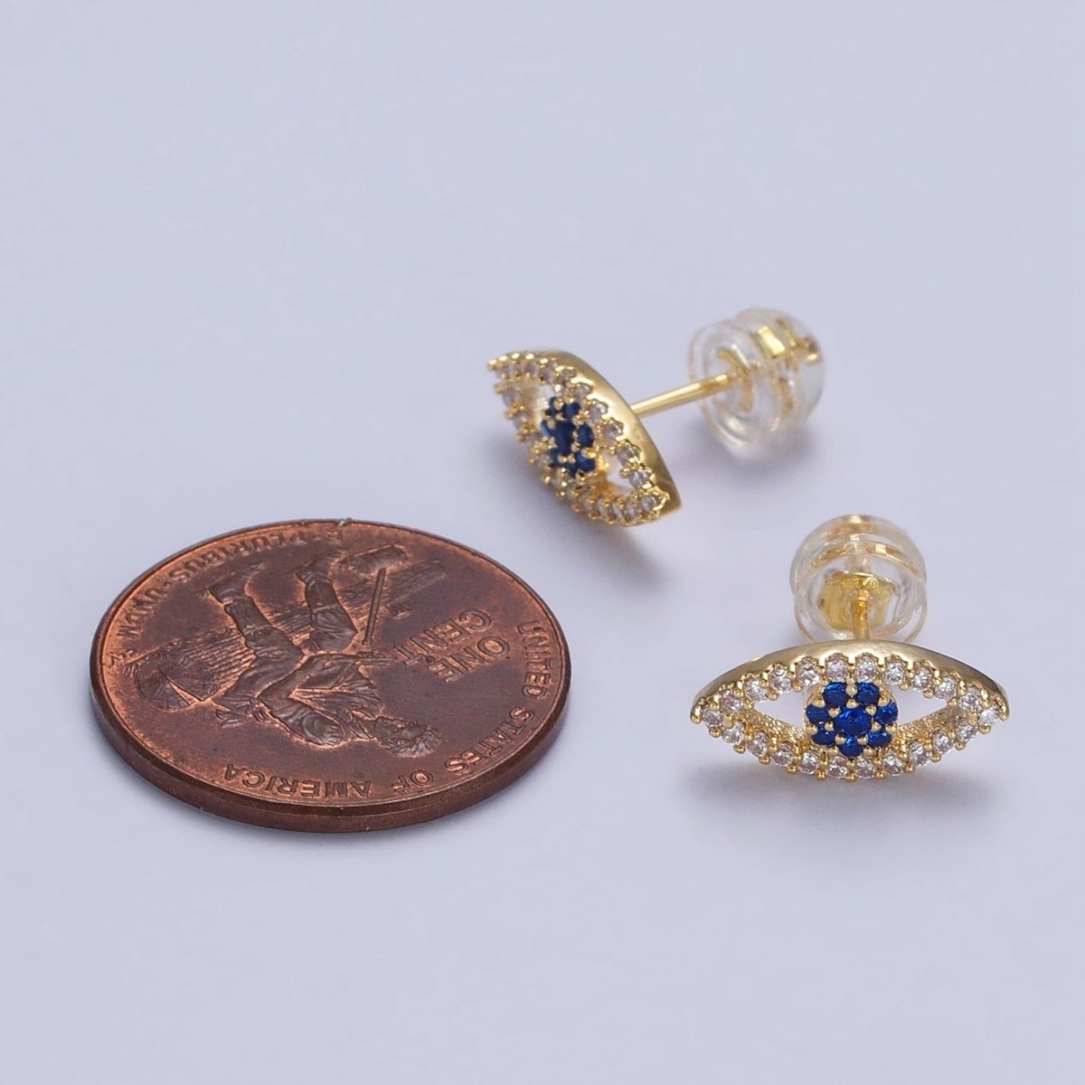 Gold Evil Eye Stud Earrings Micro Pave Eye Jewelry