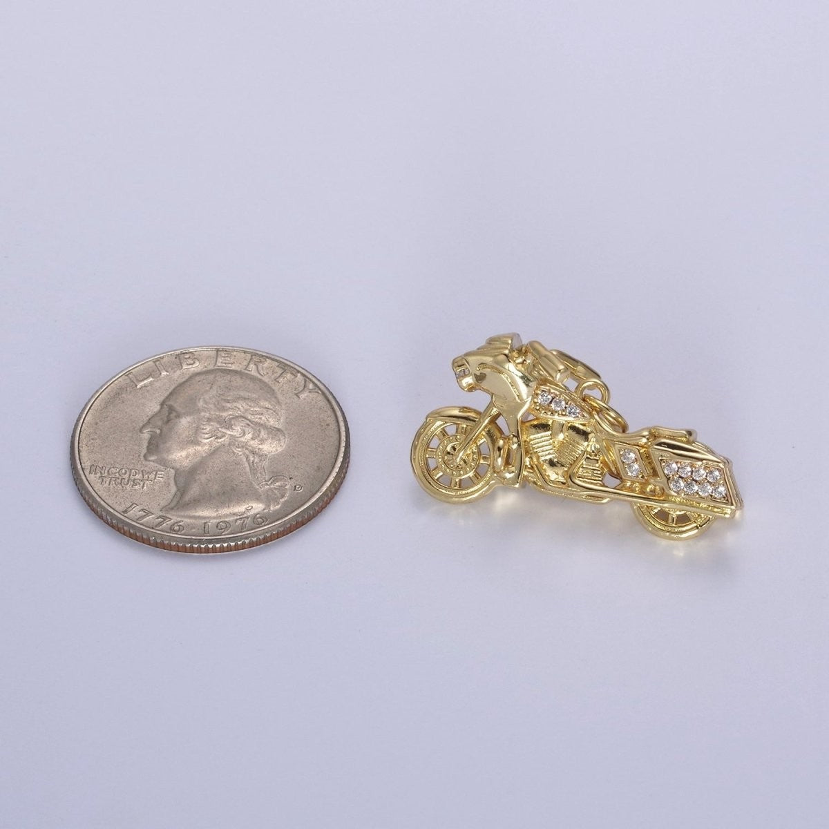 20mm x 28mm Gold Motorcycle Charm 3D Motorcycle Pendant Biker Charm Detailed Motorcycle Pendant Charm
