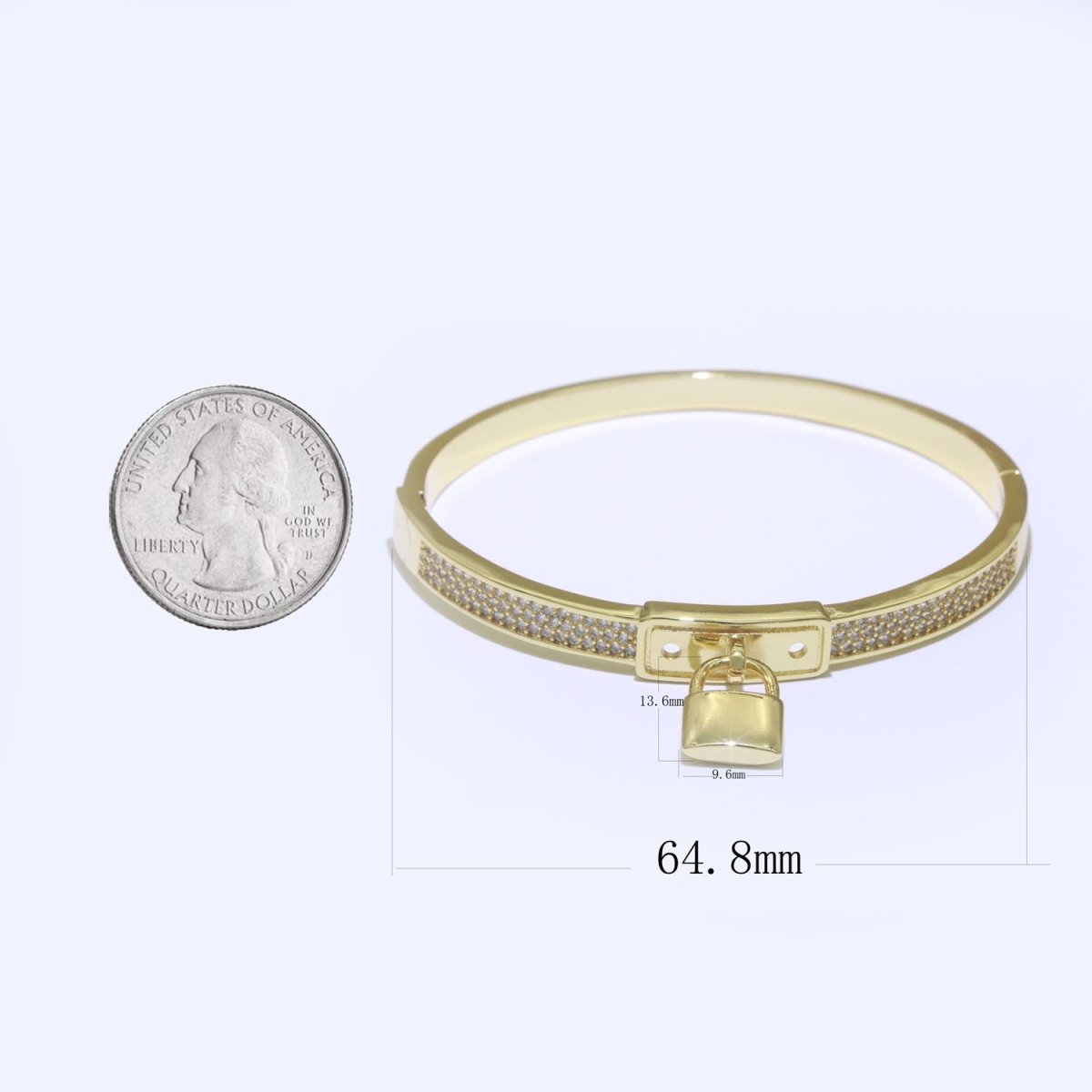 Gold Padlock Bracelet, 14K Gold Filled Micro Pave Luxury Bangle, Premium Quality jewelry