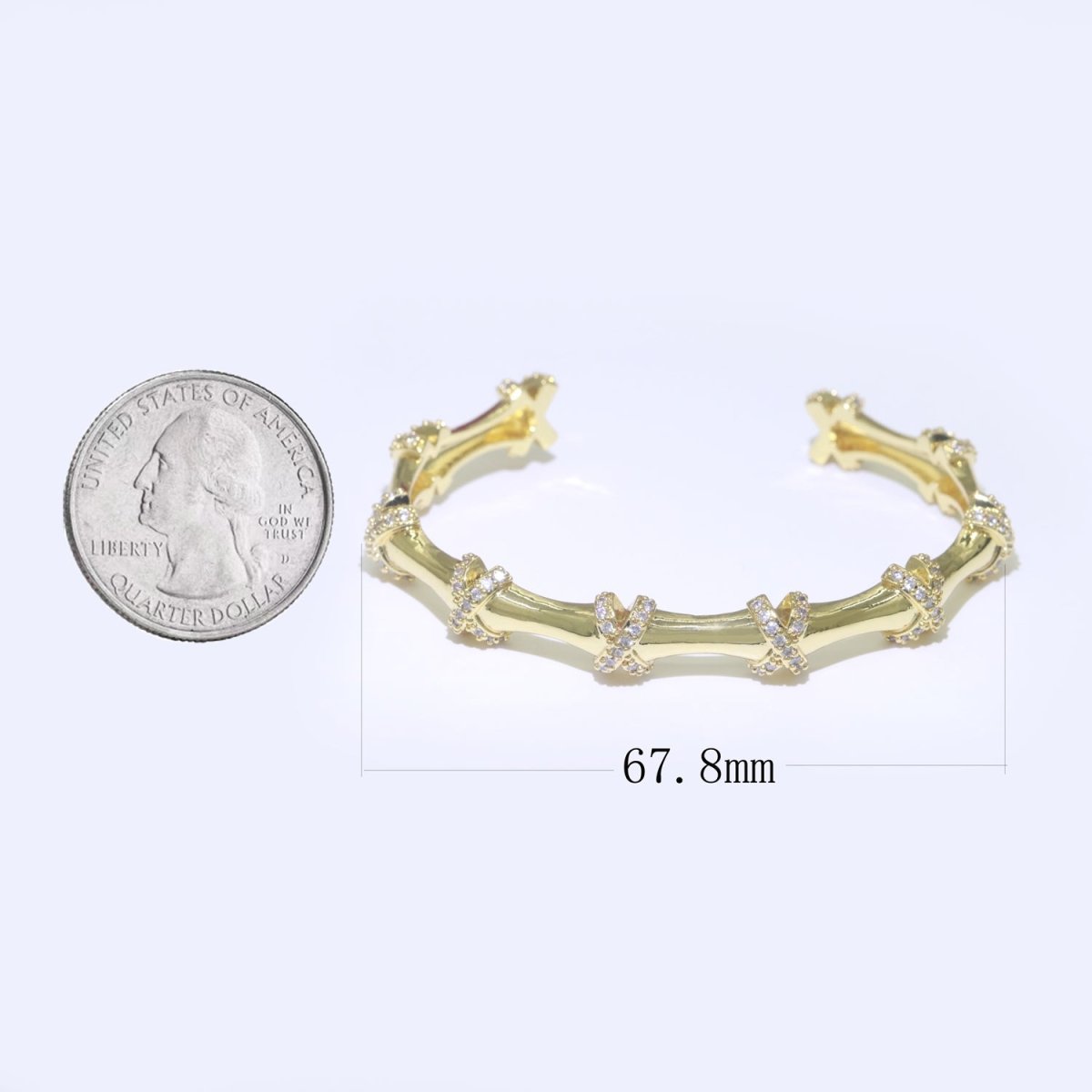 Luxury 24K Gold Filled CZ Open Adjustable Bangle for Woman Bracelet