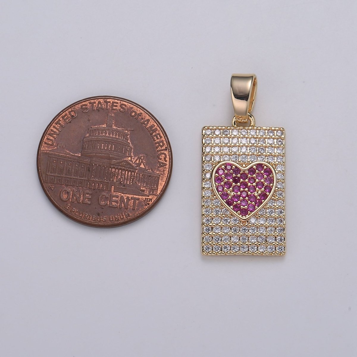 Micro Pave 26mm Heart Pendant Dainty Charm Rose Gold Heart Charm Star Tag Pendant