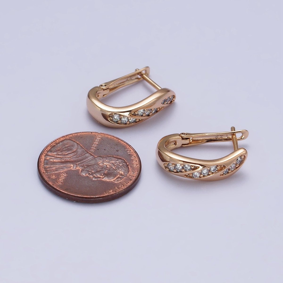 Micro Pave Huggie Earring 18K Gold Filled Lever Back Earring for Everyday Jewelry