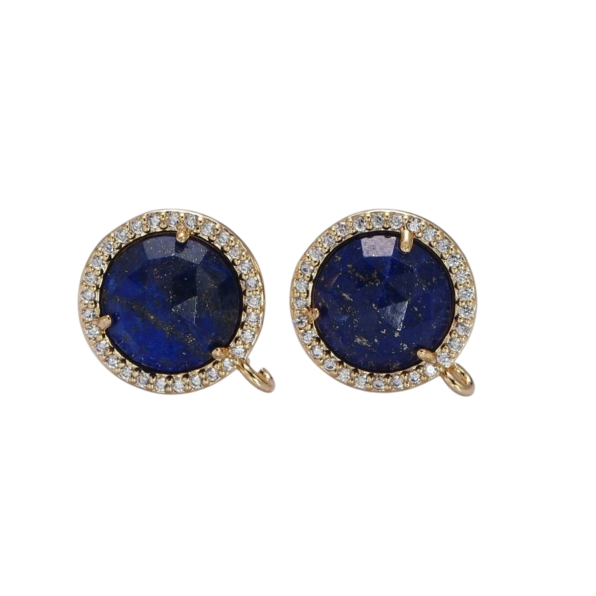 Multifaceted Round CZ Micro Pave Natural Stone Open Loop Stud Finding