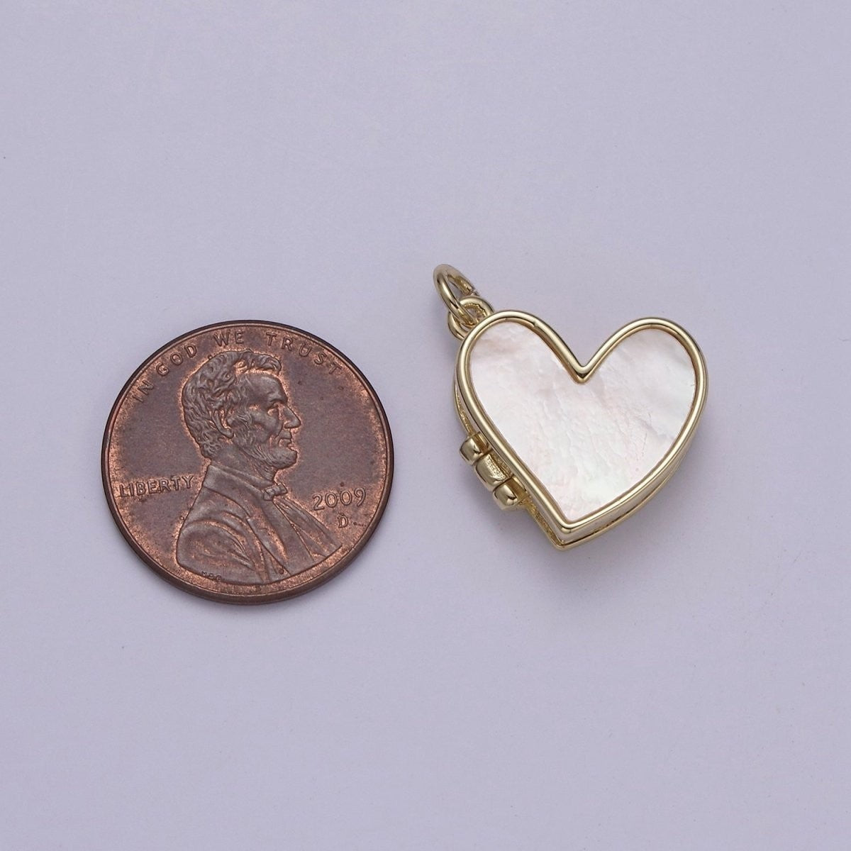 Sweet Pearl Locket Charm, 14k Gold Filled Heart Locket for Photo