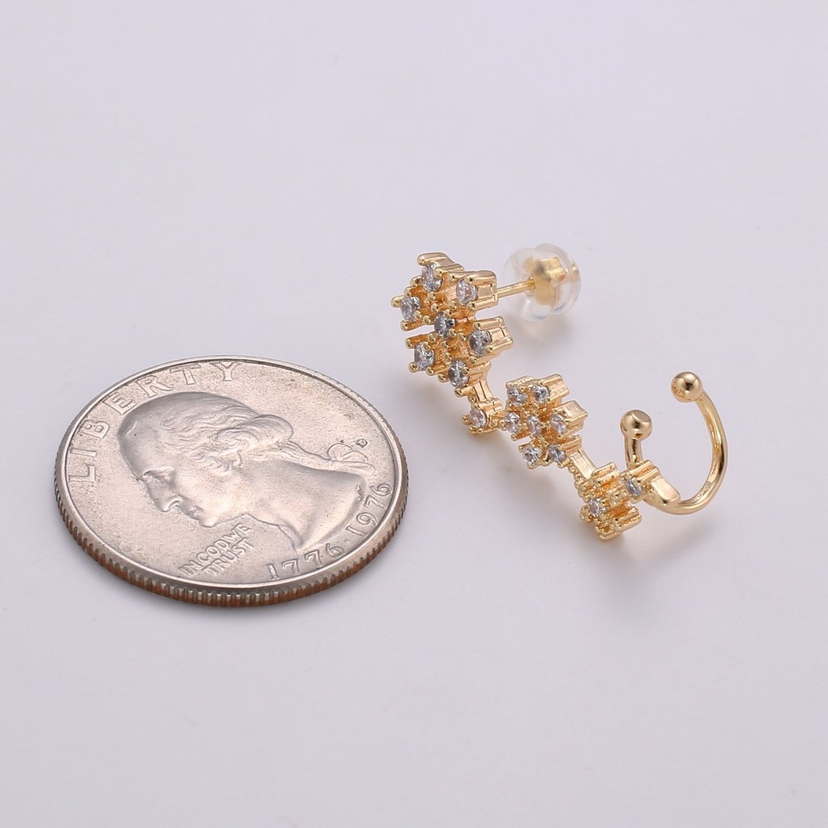 Snowflake Ear climbers, Gold Ear climber, Gold Stud earrings for women, Gift for her, ear crawlers everyday jewelry