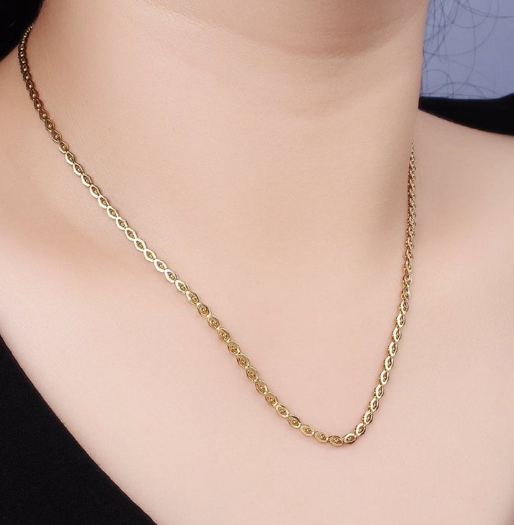 Unique Stainless Steel 2.5mm Dot Designed Geometric 17.5 Inch Layering Statement Chain Necklace