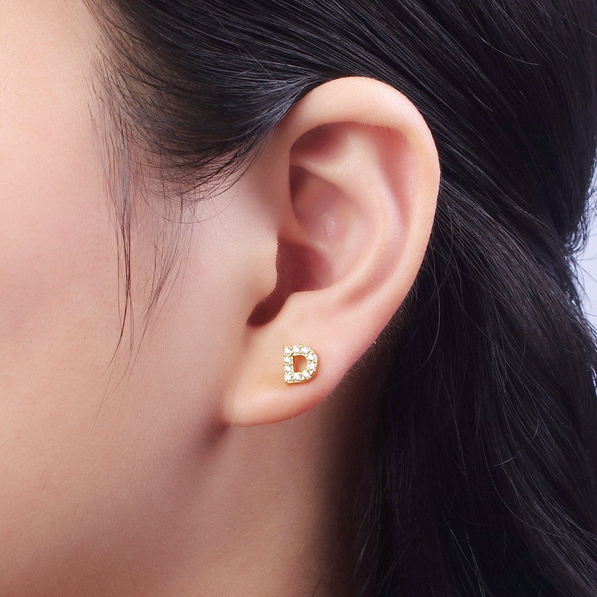 Tiny Initial Earring Letter Stud Earrings Initial Earrings Diamond CZ Initial Earrings Letter Studs Dainty Earrings
