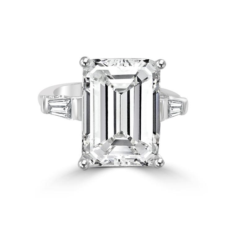 Brilliant Emerald Cut Cubic Zirconia Three Stone Ring