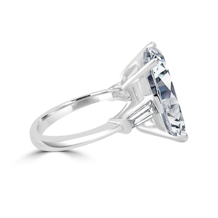 Brilliant Emerald Cut Cubic Zirconia Three Stone Ring
