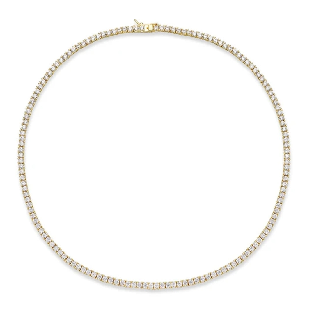 Exceptionally Brilliant Round Cubic Zirconia Tennis Necklace