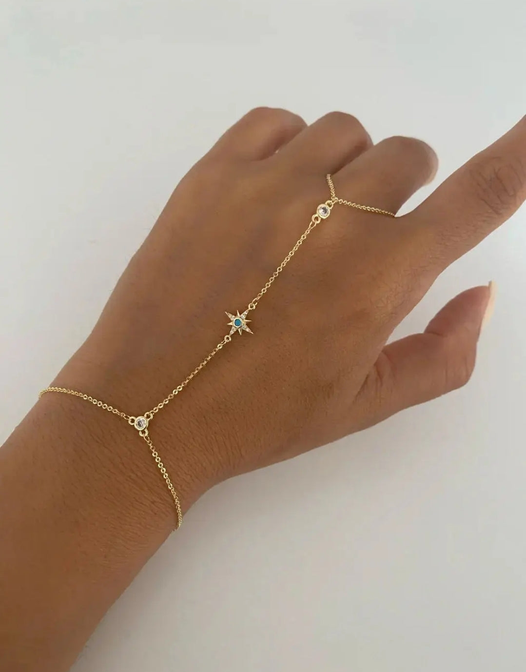 Bracelet with Ring CZ Slave Hand Harness Bracelet