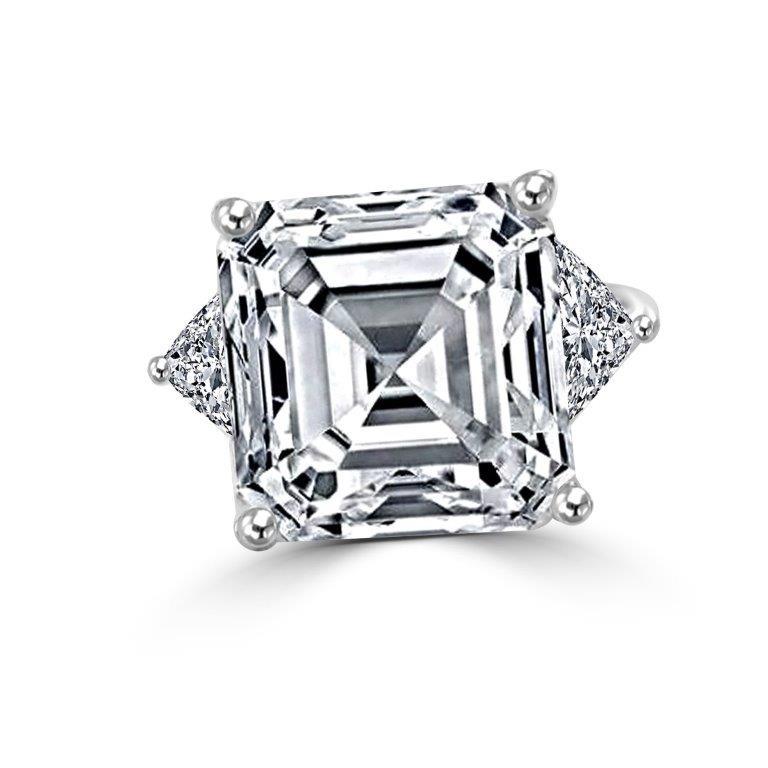 Three Stones 12CT Asscher Cut Cubic Zirconia Engagement Ring