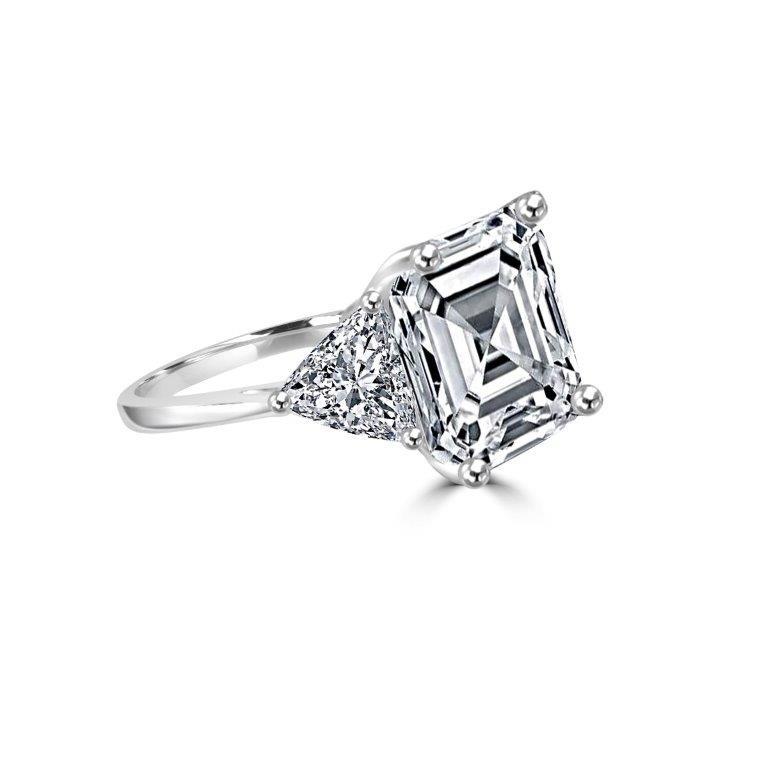 Three Stones 12CT Asscher Cut Cubic Zirconia Engagement Ring