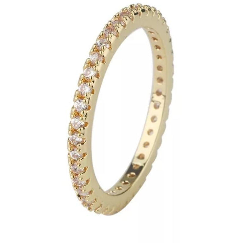 Dainty Sterling Silver Cubic Zirconia Eternity Band Stackable 3 Ring Set