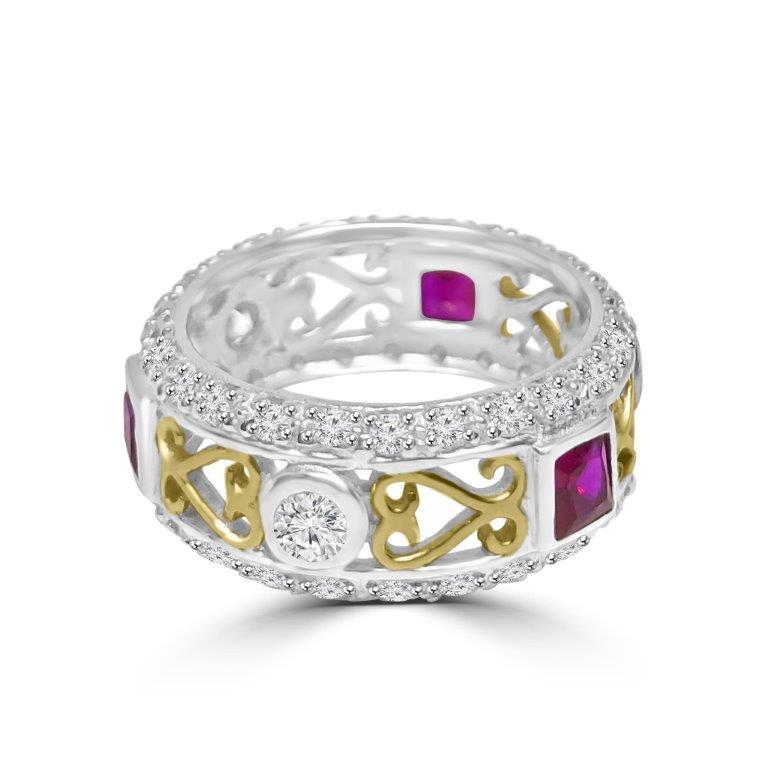 Sterling Silver Square Cubic Zirconia Stackable Eternity Band Ring