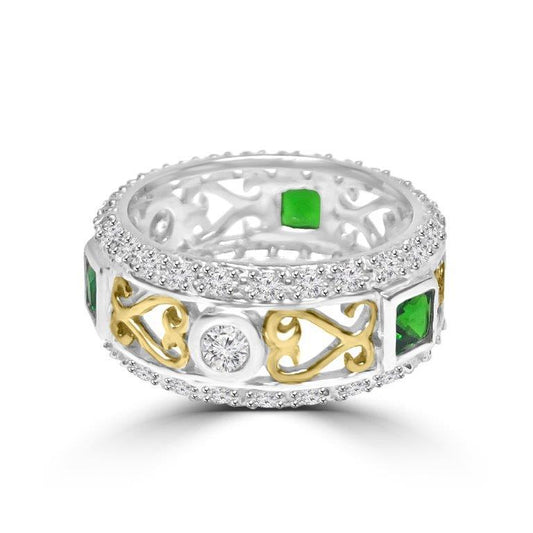 Sterling Silver Square Cubic Zirconia Stackable Eternity Band Ring