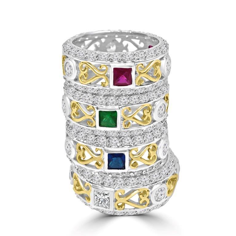 Sterling Silver Square Cubic Zirconia Stackable Eternity Band Ring