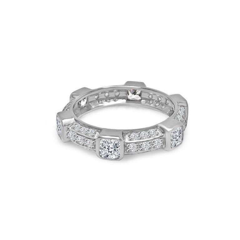 Unique Sterling Silver Cubic Zirconia Eternity Band Stackable Ring