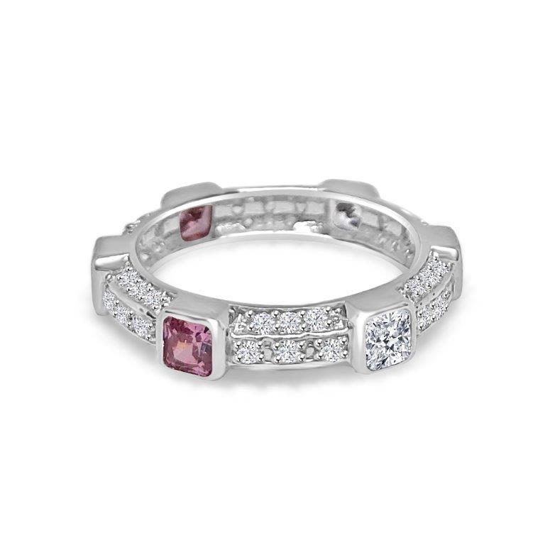 Unique Sterling Silver Cubic Zirconia Eternity Band Stackable Ring