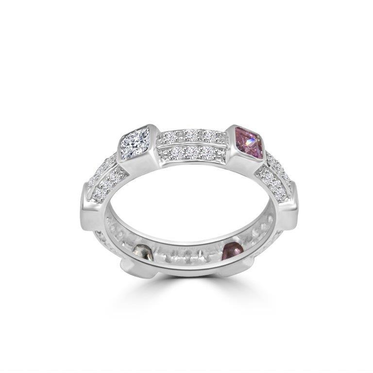 Unique Sterling Silver Cubic Zirconia Eternity Band Stackable Ring